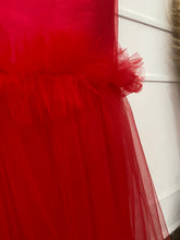 Load image into Gallery viewer, Vestido largo rosa con rojo moño tulle
