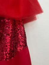 Load image into Gallery viewer, Vestido largo rosa con rojo moño tulle
